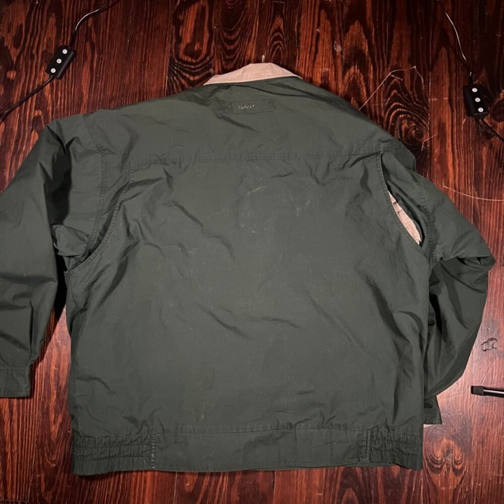 GANT L 90s Windbreaker Jacket Green Beige Colorblock Reversible Bomber Vintage - Picture 6 of 7